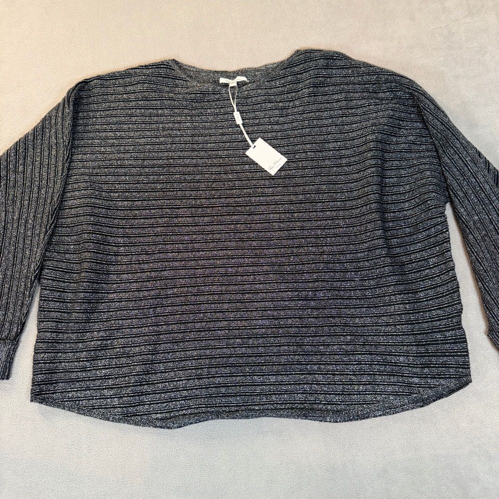 Vila Milano Black & Silver Metallic Women’s Sweater-Dressy or Casual- 2X
